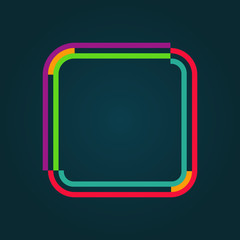 futuristic and minimal colorful square shape in the center. vector drawn. it can be used as logo, business card. there is increased focus in the center, it can be written text in there