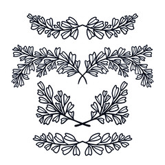 Set of hand drawn botanical leaves, laurels, bracket, branches, and ferns for wedding decoration, plant logo, frame, or invitation