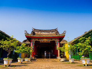 HOIAN, VIETNAM, SEPTEMBER, 04 2017: Beautiful view of the temple at hoian, in a sunny day in Vietnam