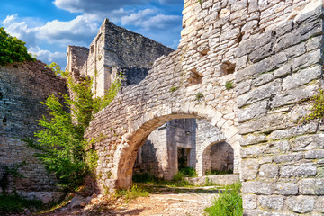 Ruins of Dvigrad. Dvigrad is an abandoned medieval town in central Istria, Croatia.