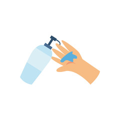 Isolated hand with soap dispenser flat style icon vector design