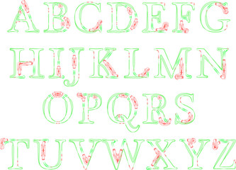 Lettering font isolated on white background. Texture alphabet. Vector logo letters.alphabet with brush effect.