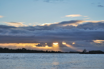 Evening on the Irtysh River, Omsk region, Siberia, Russia