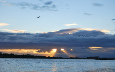 Evening on the Irtysh River, Omsk region, Siberia, Russia