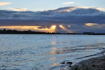 Evening on the Irtysh River, Omsk region, Siberia, Russia