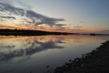 Evening on the Irtysh River, Omsk region, Siberia, Russia