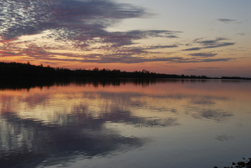 Fototapeta premium Evening on the Irtysh River, Omsk region, Siberia, Russia