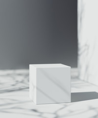 Natural Cosmetic product presentation scene. Ourdoor placement. White cube for product placement. 3d illustration blog content