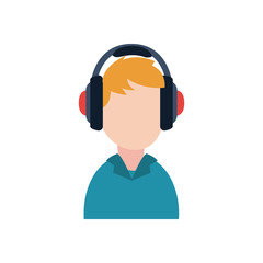 Avatar man with headphone flat style icon vector design