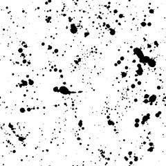 Ink splashes seamless pattern, black and white spray texture