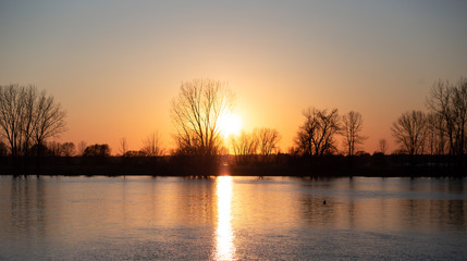 sunset over the river