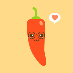A cute red chilli pepper cartoon character mascot