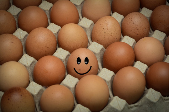 Smile expression of egg concept, expression of human painted on the egg which is happy.
