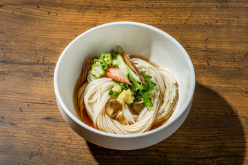 そうめん　ひやむぎ　Japanese very thin noodle(Somen)