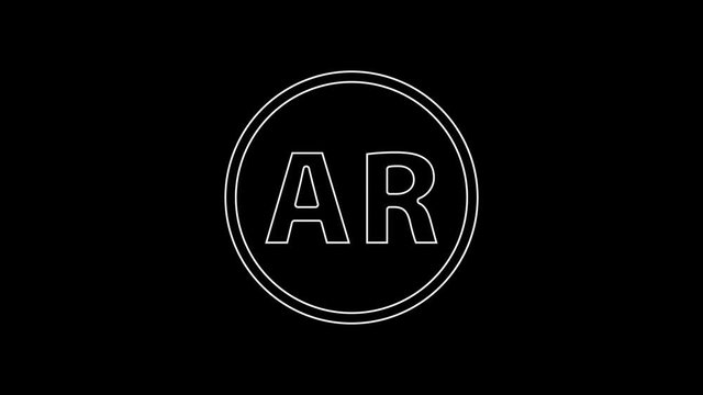 White line Ar, augmented reality icon isolated on black background. 4K Video motion graphic animation