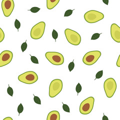 Avocado. Colored Seamless Vector Patterns