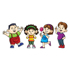 Illustration cartoon of cute boys and girls.