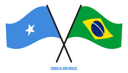 Somalia and Brazil Flags Crossed And Waving Flat Style. Official Proportion. Correct Colors