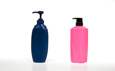 Pink and Blue cosmetic container, pump bottles
