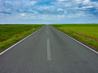 宗谷岬, 道, 空, 風景, 野原, 自然, 緑, 雲, 青