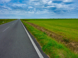 宗谷岬, 道, 空, 風景, 野原, 自然, 緑, 雲, 青