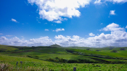 Naklejka premium 宗谷岬, 道, 空, 風景, 野原, 自然, 緑, 雲, 青