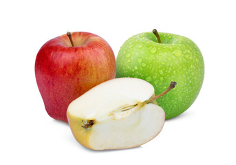 red and green apple isloated on white background
