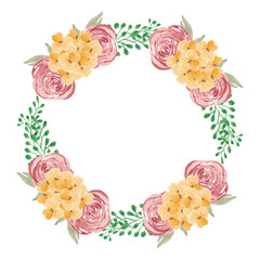 Watercolor floral wreath for decoration frame