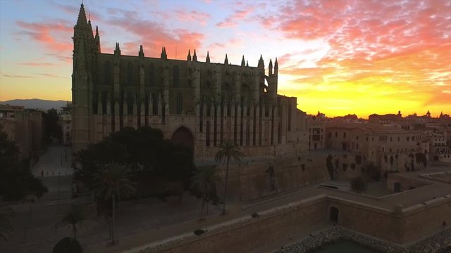 Sunrise Over La Seu Cathedral Palma de Mallorca Spain