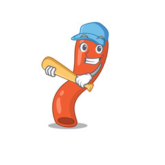 Attractive appendix caricature with character playing baseball