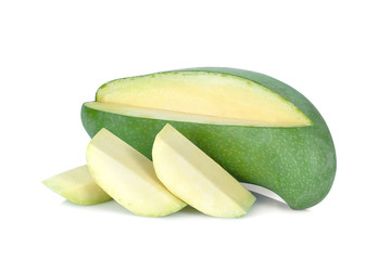 green mango isolated on white background
