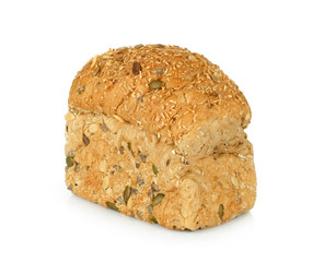 whole grain bread isolated on white background