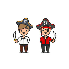 two cute pirates vector