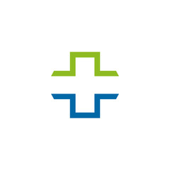 Cross medical sign logo design template