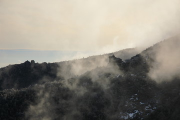fog in mountains in the early morning