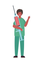 Man doctor with uniform and injection vector design