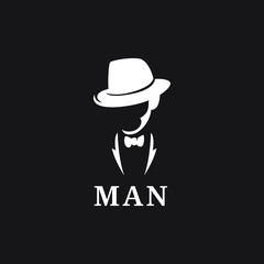 gentleman handsome man with beard vector illustration, barbershop logo design