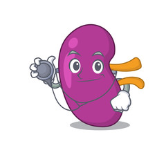 Smiley doctor cartoon character of kidney with tools