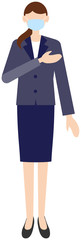 Vector image of business women in office uniform with mask