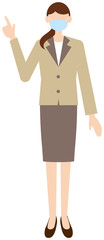 Vector image of business women in office uniform with mask