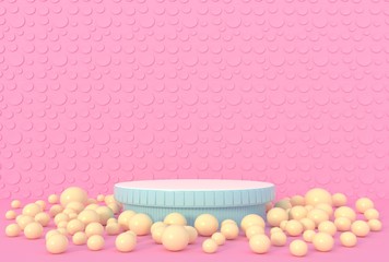 Minimal 3d rendering scene with podium and abstract background. Geometric shape