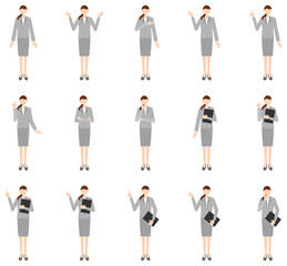 Obraz premium Vector image set of business women in office uniform