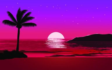 dramatic sunset on the beach