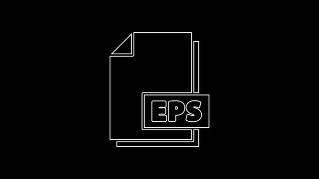 White line EPS file document. Download eps button icon isolated on black background. EPS file symbol. 4K Video motion graphic animation
