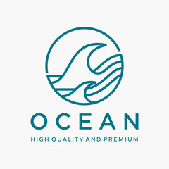 Initial letter O typography logo ocean sea wave logo design inspiration vector icon illustration custom logo design