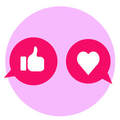 Jakarta, Indonesia - May 06, 2020: Facebook like thumb icon with Instagram love icon over pink background