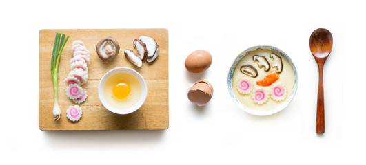 steamed egg custard and ingredients