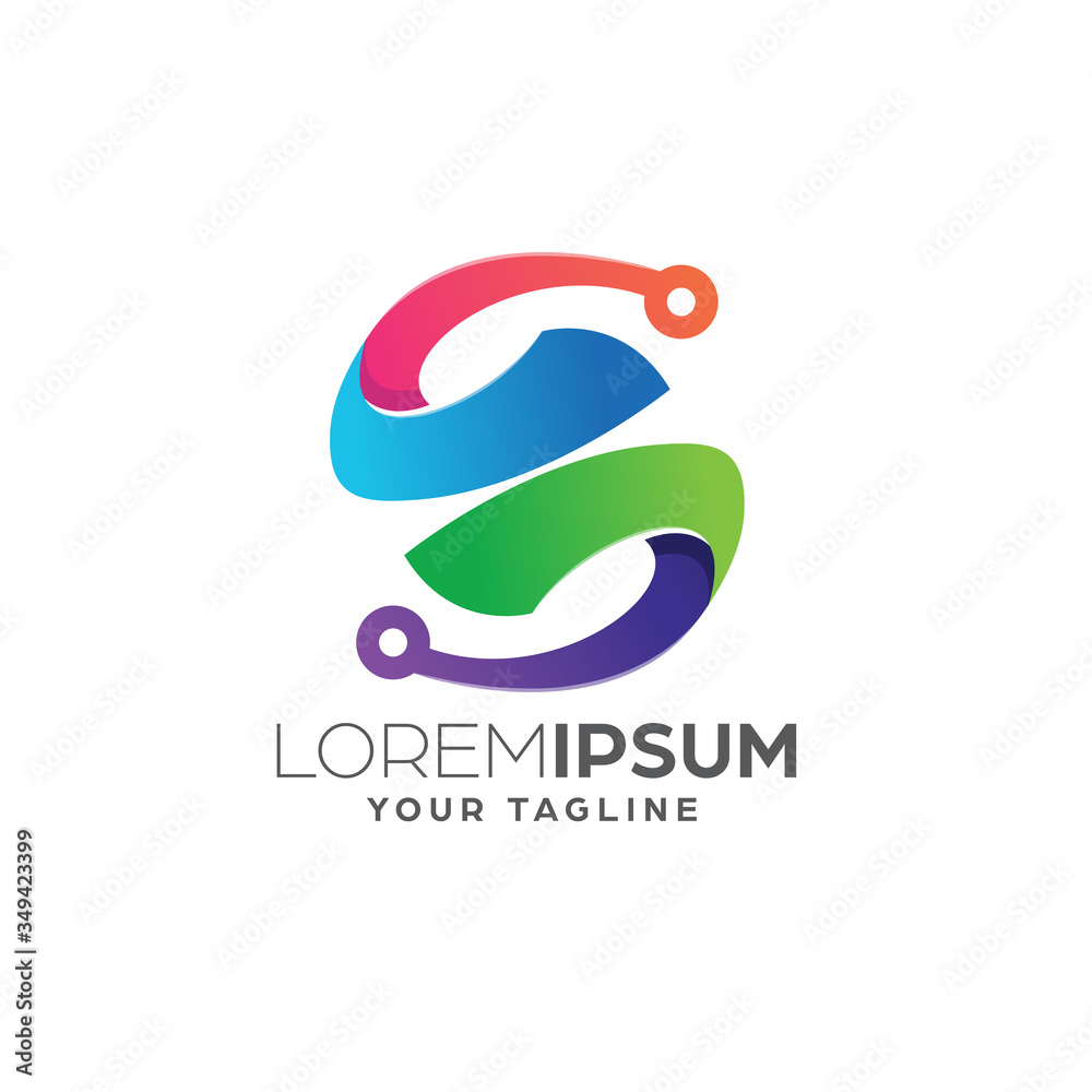 Sticker gradient logo template with abstract shape