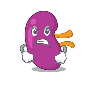 A cartoon picture of kidney showing an angry face