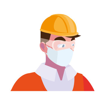 Industry operator wearing face mask at work